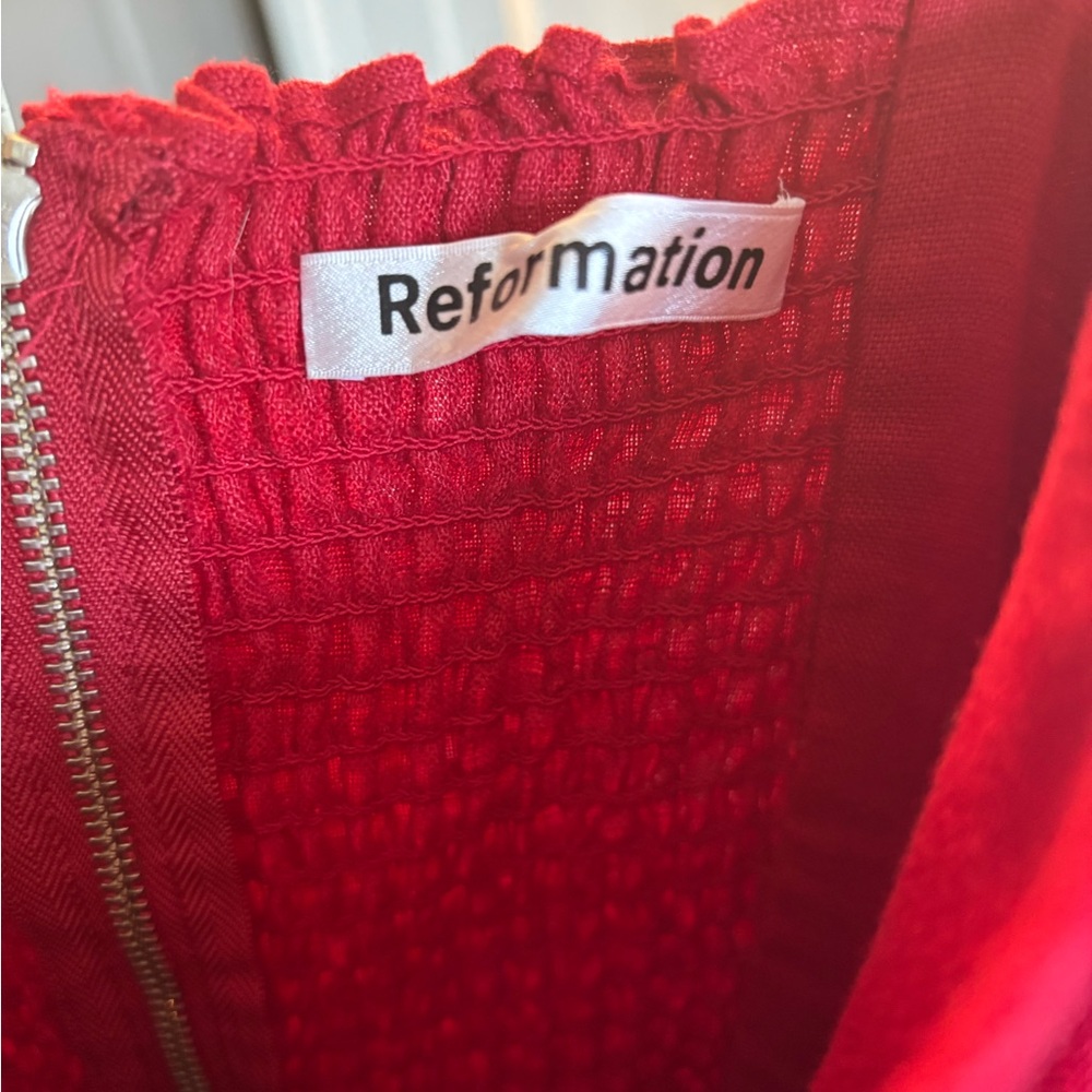 Reformation Red Linen Button-Down Maxi Dress - image 3